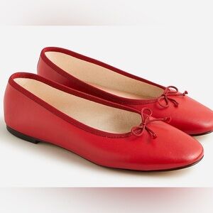 J Crew Zoe Red Leather Ballet Flats Size 6.5